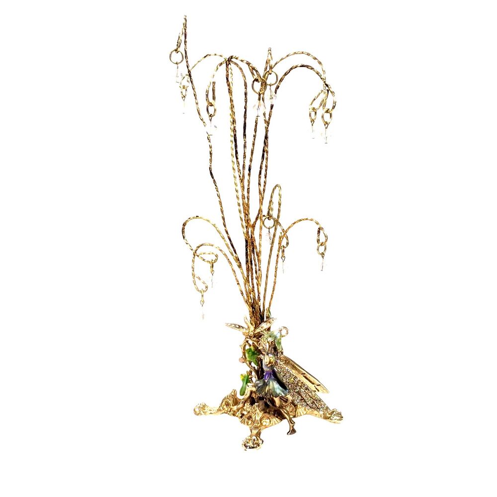 Vintage Kirks Folly Fairy Tree Charm Holder Crystals Jewelry Stand Signed READ B